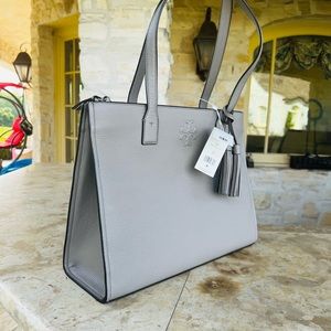 Tory Burch Thea leather Shoulder handbag purse French gray